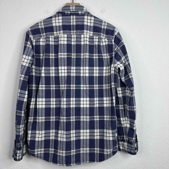LL Bean Shirt Mens Medium Blue Plaid Checkered Long Sleeve Button Thick Jacket - Picture 2 of 6